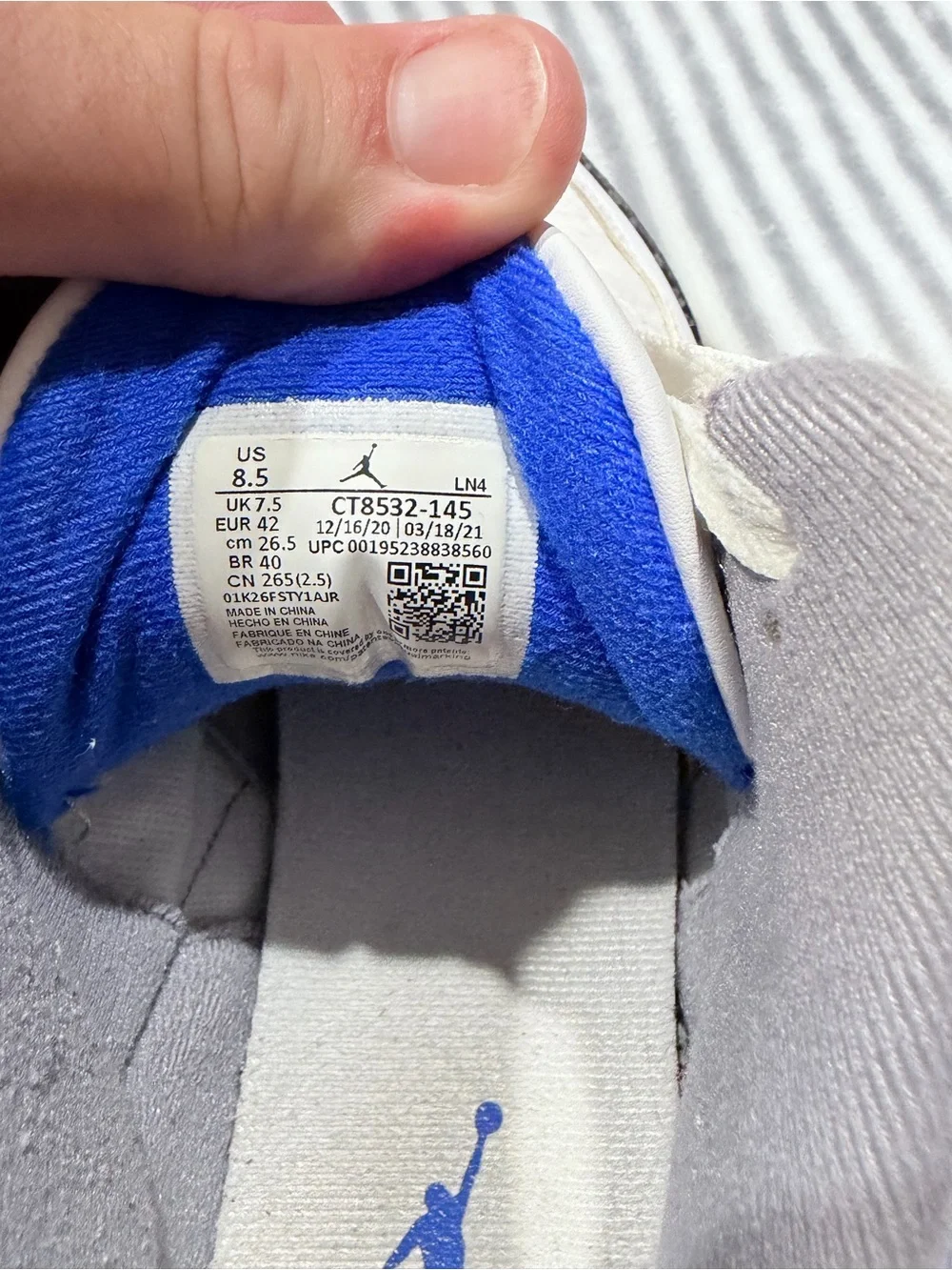 Jordan Men’s Athletic Shoes White Blue Black Elephant Print